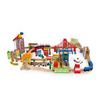 small foot | Holzeisenbahn Hafen Eisenbahn-Spielset mit Zubehör - Racher