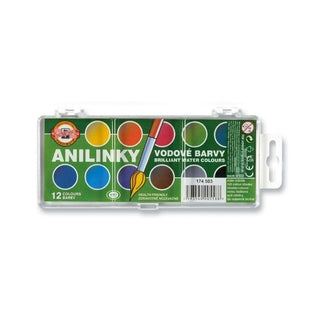 KOH-I-NOOR | Anilinky Brillant Watercolours Wasserfarbe Aquarellfarbe Set 12 Farben Künstlerfarbe