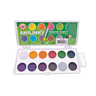 KOH-I-NOOR | Anilinky Brillant Watercolours Wasserfarbe Aquarellfarbe Set 12 Farben Künstlerfarbe