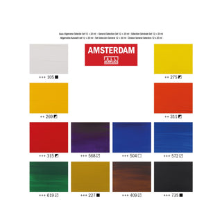 Amsterdam | Acrylic – Acrylfarben Set 12 × 20 ml, hochpigmentiert & lichtecht - Racher