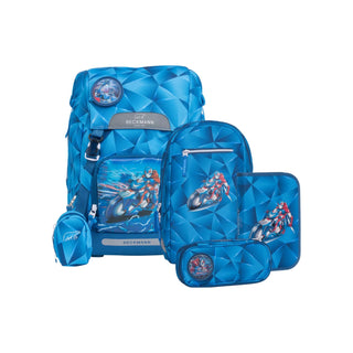 Beckmann | Schulrucksack-Set Classic 6-teilig - Blue Lightning - Racher