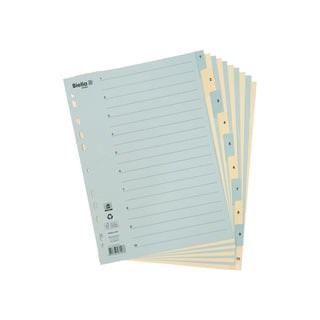 Biella | Ordner-Register Vollformat A4 blau/gelb mit Indexdruck, 10-teilig nummeriert - Racher