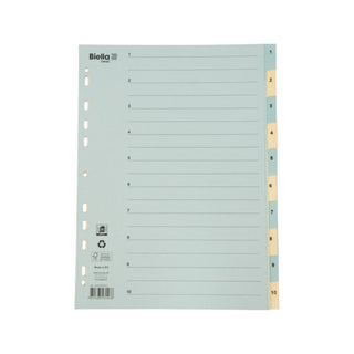 Biella | Ordner-Register Vollformat A4 blau/gelb mit Indexdruck, 10-teilig nummeriert - Racher