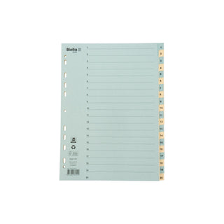 Biella | Ordner-Register Vollformat A4 blau/gelb mit Indexdruck, 20-teilig nummeriert - Racher