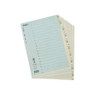 Biella | Ordner-Register Vollformat A4 blau/gelb mit Indexdruck, 20-teilig nummeriert - Racher
