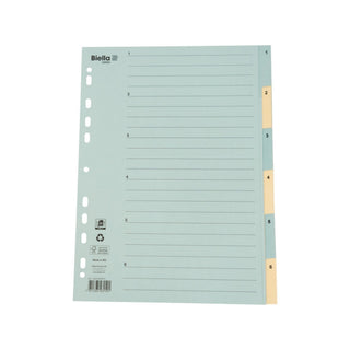 Biella | Ordner-Register Vollformat A4 blau/gelb mit Indexdruck, 6-teilig nummeriert - Racher