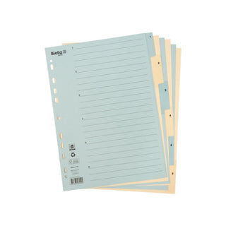 Biella | Ordner-Register Vollformat A4 blau/gelb mit Indexdruck, 6-teilig nummeriert - Racher