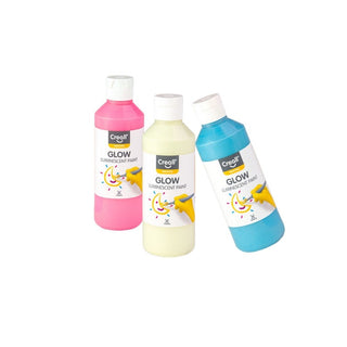Creall | Glow Nachtleuchtfarbe 250ml Wasserfest, Hohe Deckkraft, Leuchtet im Dunkeln - Racher