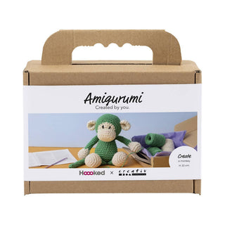 Creativ Company | Amigurumi Affe Häkelset DIY Baumwolle grün creme - Racher