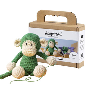 Creativ Company | Amigurumi Affe Häkelset DIY Baumwolle grün creme - Racher