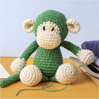 Creativ Company | Amigurumi Affe Häkelset DIY Baumwolle grün creme - Racher