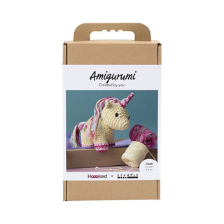 Creativ Company | Amigurumi Einhorn Häkelset DIY Baumwolle hellgelb regenbogenfarben - Racher