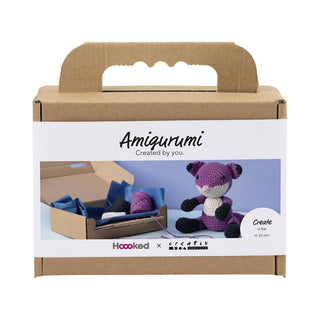 Creativ Company | Amigurumi Fuchs Häkelset DIY Baumwolle schwarz pflaumenblau - Racher