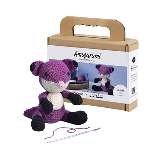 Creativ Company | Amigurumi Fuchs Häkelset DIY Baumwolle schwarz pflaumenblau - Racher