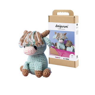 Creativ Company | Amigurumi Kuh Häkelset DIY Baumwolle beige mint - Racher