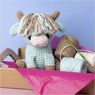 Creativ Company | Amigurumi Kuh Häkelset DIY Baumwolle beige mint - Racher
