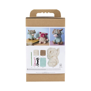 Creativ Company | Amigurumi Kuh Häkelset DIY Baumwolle beige mint - Racher