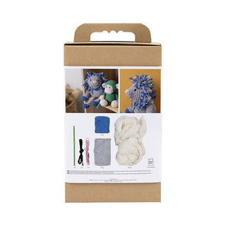 Creativ Company | Amigurumi Löwe Häkelset DIY Baumwolle marineblau hellgrau - Racher