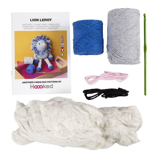 Creativ Company | Amigurumi Löwe Häkelset DIY Baumwolle marineblau hellgrau - Racher