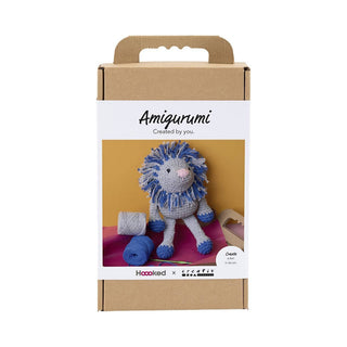 Creativ Company | Amigurumi Löwe Häkelset DIY Baumwolle marineblau hellgrau - Racher