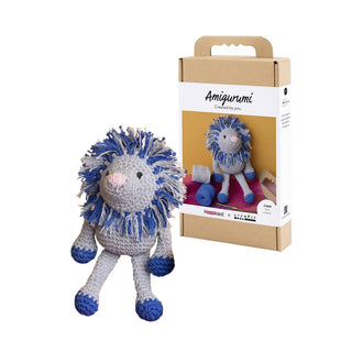Creativ Company | Amigurumi Löwe Häkelset DIY Baumwolle marineblau hellgrau - Racher