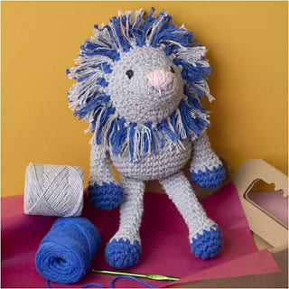 Creativ Company | Amigurumi Löwe Häkelset DIY Baumwolle marineblau hellgrau - Racher