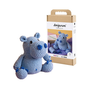 Creativ Company | Amigurumi Nielpferd Häkelset DIY Baumwolle blau hellblau - Racher