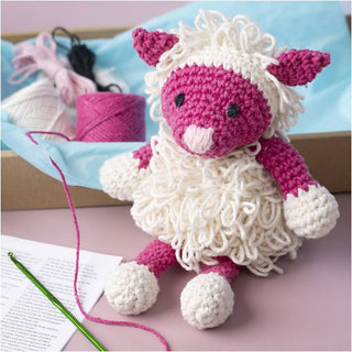 Creativ Company | Amigurumi Schaf Häkelset DIY Baumwolle pink creme - Racher