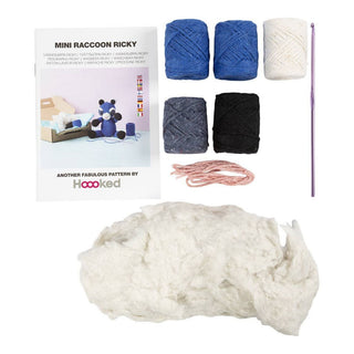 Creativ Company | Amigurumi Waschbär Häkelset DIY Baumwolle schwarz blauSchritt-für-Schritt-Anleitung für ein sicheres Erfolgserlebnis - Racher