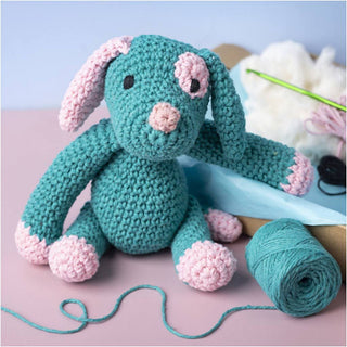 Creativ Company | Amigurumi Welpe Häkelset DIY Baumwolle pastellpink dunkeltürkis - Racher