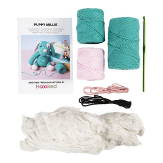 Creativ Company | Amigurumi Welpe Häkelset DIY Baumwolle pastellpink dunkeltürkis - Racher