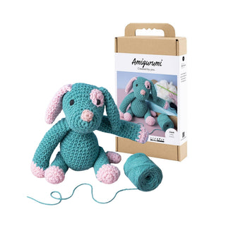 Creativ Company | Amigurumi Welpe Häkelset DIY Baumwolle pastellpink dunkeltürkis - Racher