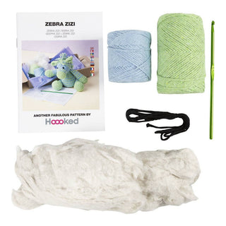 Creativ Company | Amigurumi Zebra Häkelset DIY Baumwolle hellblau hellgrün - Racher