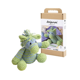 Creativ Company | Amigurumi Zebra Häkelset DIY Baumwolle hellblau hellgrün - Racher