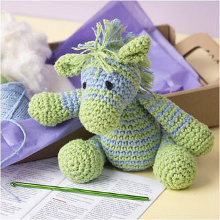 Creativ Company | Amigurumi Zebra Häkelset DIY Baumwolle hellblau hellgrün - Racher