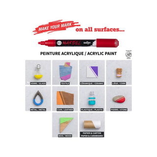 Darwi | Marbel Marker Acrylmarker 4er Set Basic-Sortiment 0.7mm - Racher
