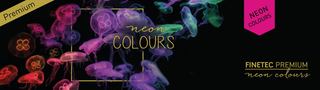 FINETEC | Perlglanzfarben Premium Neon Aquarellfarben Set 6 Näpfchen leuchtende Effektfarben - Racher