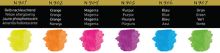 FINETEC | Perlglanzfarben Premium Neon Aquarellfarben Set 6 Näpfchen leuchtende Effektfarben - Racher