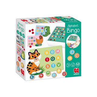 Goula | Alphabet Bingo Familienspiel ab 3 Jahren, für 2-8 Spieler, Buchstaben lernen - Racher