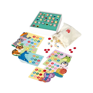 Goula | Alphabet Bingo Familienspiel ab 3 Jahren, für 2-8 Spieler, Buchstaben lernen - Racher