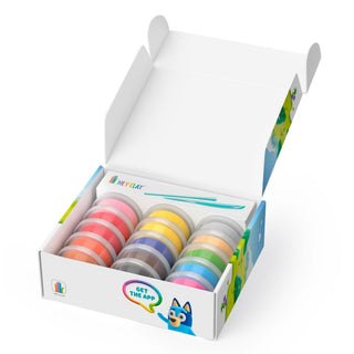 Hey Clay | Knetmasse Bluey & Freunde 15 Dosen Selbsttrocknende Knete - Racher