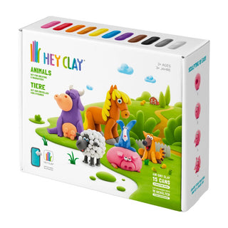 Hey Clay | Knetmasse Tiere 15 Dosen Selbsttrocknende Knete - Racher