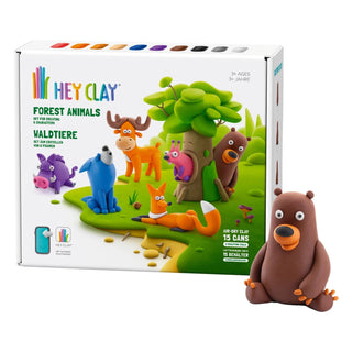 Hey Clay | Knetmasse Waldtiere 15 Dosen Selbsttrocknende Knete - Racher