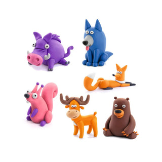 Hey Clay | Knetmasse Waldtiere 15 Dosen Selbsttrocknende Knete - Racher