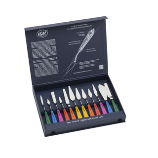 Honsell | Malmesser 12er Set mit farbigen Griffen flexible Künstler-Malmesser - Racher