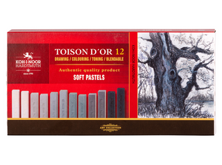 KOH-I-NOOR | Toison d'Or Soft-Pastellkreide Eckig Grautöne 12er-Set - Racher