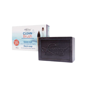 Léonard | Pinselreiniger Schwarze feste Seife 150g natürliche Pflege für Künstlerpinsel - Racher