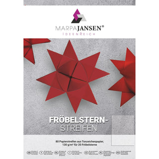 Marpa Jansen | Papierstreifen für Weihnachtssterne Fröbelsterne 130g/m² Tonzeichenpapier mit Bastelanleitung - Racher