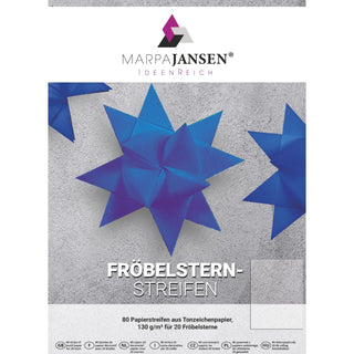 Marpa Jansen | Papierstreifen für Weihnachtssterne Fröbelsterne 130g/m² Tonzeichenpapier mit Bastelanleitung - Racher
