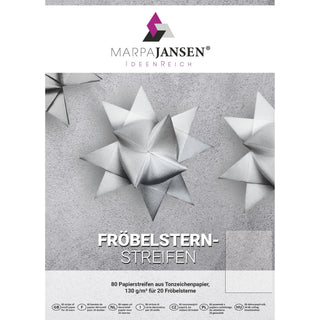 Marpa Jansen | Papierstreifen für Weihnachtssterne Fröbelsterne 130g/m² Tonzeichenpapier mit Bastelanleitung - Racher